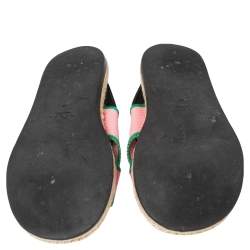 Pre Owned Marni Pink Nylon Cross Strap Slingback Espadrille Flat Sandals Size 38