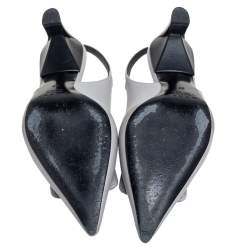 Pre Owned Marni Grey Leather Bow Slingback Sandals Size 37