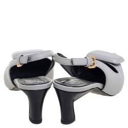 Pre Owned Marni Grey Leather Bow Slingback Sandals Size 37