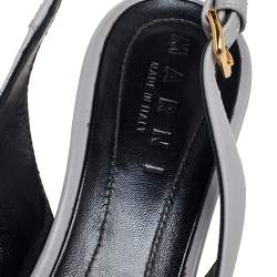 Pre Owned Marni Grey Leather Bow Slingback Sandals Size 37