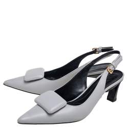 Pre Owned Marni Grey Leather Bow Slingback Sandals Size 37