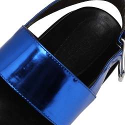 Pre Owned Marni Blue Patent Leather Bow Slingback Sandals Size 40