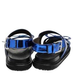 Pre Owned Marni Blue Patent Leather Bow Slingback Sandals Size 40