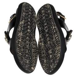 Pre Owned Marni Black Leather Fussbett Crystal Embellished Sandals Size 38