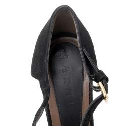 Pre Owned Marni Black-Gold Suede And Patent Leather Sandals Size 39.5