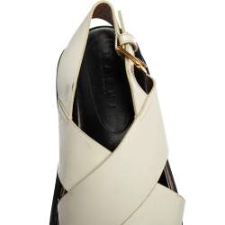 Pre Owned Marni White Leather Crisscross Slingback Platform Sandals Size 37