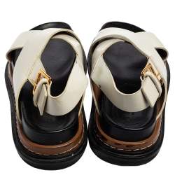 Pre Owned Marni White Leather Crisscross Slingback Platform Sandals Size 37