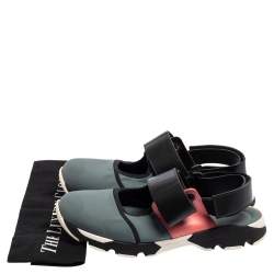Marni Tri Color Neoprene and Leather Velcro Strap Sneaker Size 41