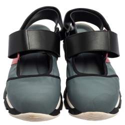 Marni Tri Color Neoprene and Leather Velcro Strap Sneaker Size 41