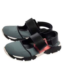 Marni Tri Color Neoprene and Leather Velcro Strap Sneaker Size 41