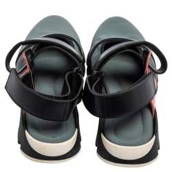 Marni Tri Color Neoprene and Leather Velcro Strap Sneaker Size 41