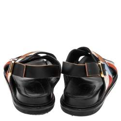Pre Owned Marni Multicolor Calf Leather And Leather Slingback Flat Sandals Size 41