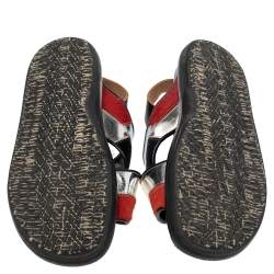 Pre Owned Marni Multicolor Calf Leather And Leather Slingback Flat Sandals Size 41