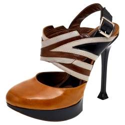 Pre Owned Marni Multicolor Leather Slingback Platform Sandals Size 37