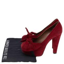 Marni Red Suede Bow Platform Pumps Size 37