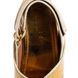 Pre Owned Marni Metallic Gold Leather Espadrille Flat Sandals Size 37