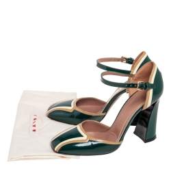 Pre Owned Marni Tricolor Patent Leather Square Toe Ankle Strap Sandals Size 38
