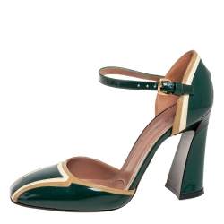 Pre Owned Marni Tricolor Patent Leather Square Toe Ankle Strap Sandals Size 38