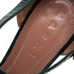 Pre Owned Marni Tricolor Patent Leather Square Toe Ankle Strap Sandals Size 38