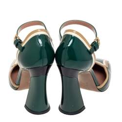 Pre Owned Marni Tricolor Patent Leather Square Toe Ankle Strap Sandals Size 38