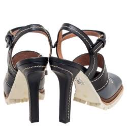 Pre Owned Marni Grey/Black Leather Mary Jane Ankle Strap Pumps Size 39