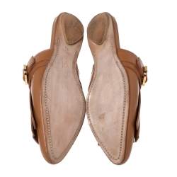 Pre Owned Marni Brown Leather Fringe Mule Sandals Size 40