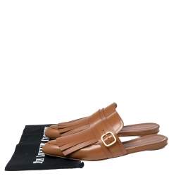 Pre Owned Marni Brown Leather Fringe Mule Sandals Size 40