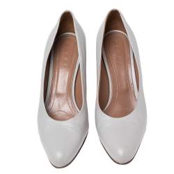 Pre Owned Marni  Grey Leather Block Heel Pumps Size 41