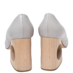 Pre Owned Marni  Grey Leather Block Heel Pumps Size 41