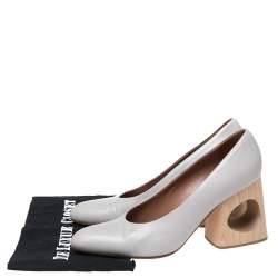 Pre Owned Marni  Grey Leather Block Heel Pumps Size 41