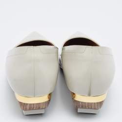Pre Owned Marni Light Grey Leather Pointed-Toe Pumps Size 40