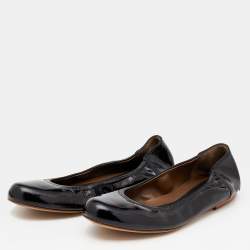 Marni Black Patent Leather Scrunch Ballet Flats Size 36