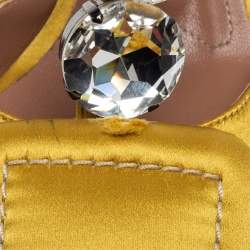 Marni Yellow Satin Crystal Embellished T-Bar Pumps Size 36