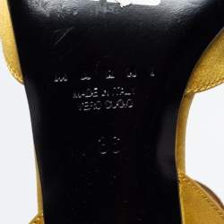 Marni Yellow Satin Crystal Embellished T-Bar Pumps Size 36