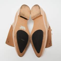 Pre Owned Marni Beige Patent Leather Flap Lace Up Oxford Size 38.5