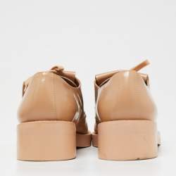 Pre Owned Marni Beige Patent Leather Flap Lace Up Oxford Size 38.5