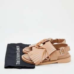Pre Owned Marni Beige Leather Fringe Fussbett Sandals Size 39