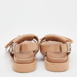 Pre Owned Marni Beige Leather Fringe Fussbett Sandals Size 39
