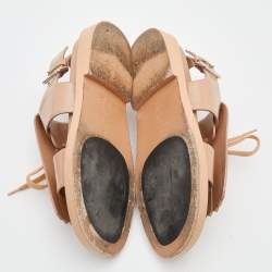 Pre Owned Marni Beige Leather Fringe Fussbett Sandals Size 39