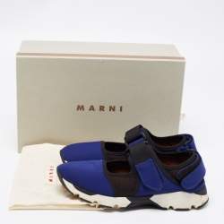 Marni Blue/Black Neoprene and Mesh Low Top Sneakers Size 37