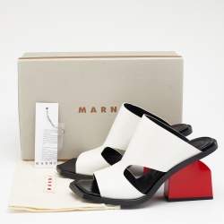 Pre Owned Marni White Leather Open Toe Slide Sandals Size 40