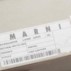 Pre Owned Marni White Leather Open Toe Slide Sandals Size 40