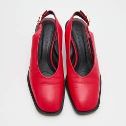 Pre Owned Marni Red Leather Slingback Sandals Size 40