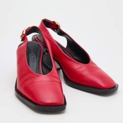 Pre Owned Marni Red Leather Slingback Sandals Size 40