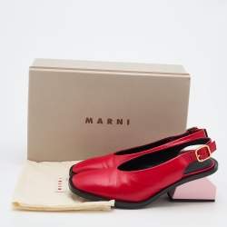 Pre Owned Marni Red Leather Slingback Sandals Size 40