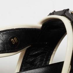 Pre Owned Marni Black Patent Leather Jewel Embellished Slingback Sandals  Size 38