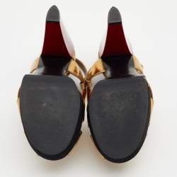 Pre Owned Marni Metallic Gold Leather Peep Toe Platform Sandals Size 39