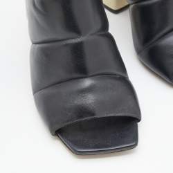 Marni Black Padded Leather Block Heel Open Toe Mules Size 41