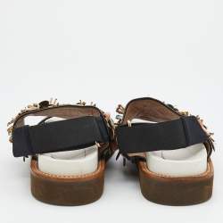 Marni Multicolor Glitter And Suede Embellished Flat Sandals Size 38.5