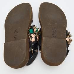 Marni Multicolor Glitter And Suede Embellished Flat Sandals Size 38.5
